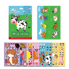DIY Cute Farm Animal Educational Stickers Cartoon Reuseable Stickers for Kids
