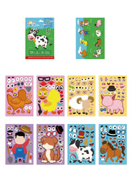 DIY Cute Farm Animal Educational Stickers Cartoon Reuseable Stickers for Kids