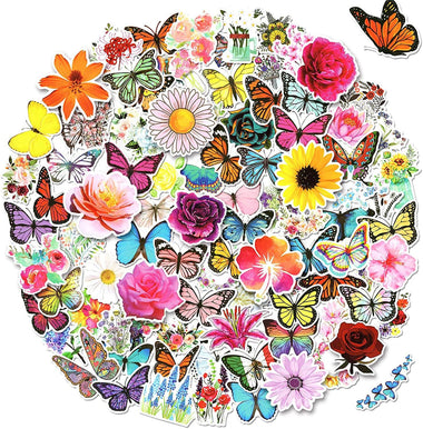 100 PCS Aesthetic Flower And Butterfly Stickers