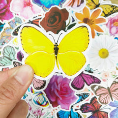 100 PCS Aesthetic Flower And Butterfly Stickers