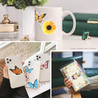 100 PCS Aesthetic Flower And Butterfly Stickers