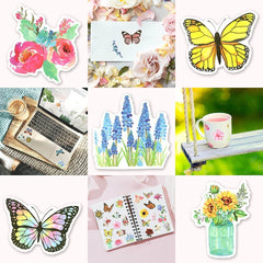 100 PCS Aesthetic Flower And Butterfly Stickers