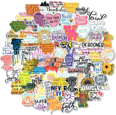 100 PCS Colorful Flower Inspirational  Word Stickers