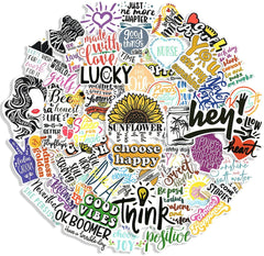 100 Pcs Inspirational Stickers for Water Bottles, Positive Vinyl Quote Stickers for Planner
