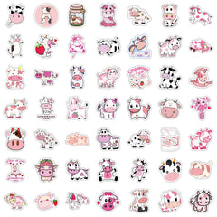 100 PCS Strawberry Cow Waterproof Cute Aesthetic Stickers for Water Bottle