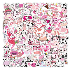 100 PCS Strawberry Cow Waterproof Cute Aesthetic Stickers for Water Bottle