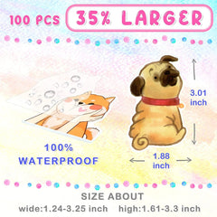 100 PCS Watercolor Animal Stickers Cute Waterproof Trendy Vinyl Aesthetic Stickers