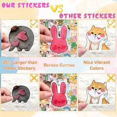 100 PCS Watercolor Animal Stickers Cute Waterproof Trendy Vinyl Aesthetic Stickers