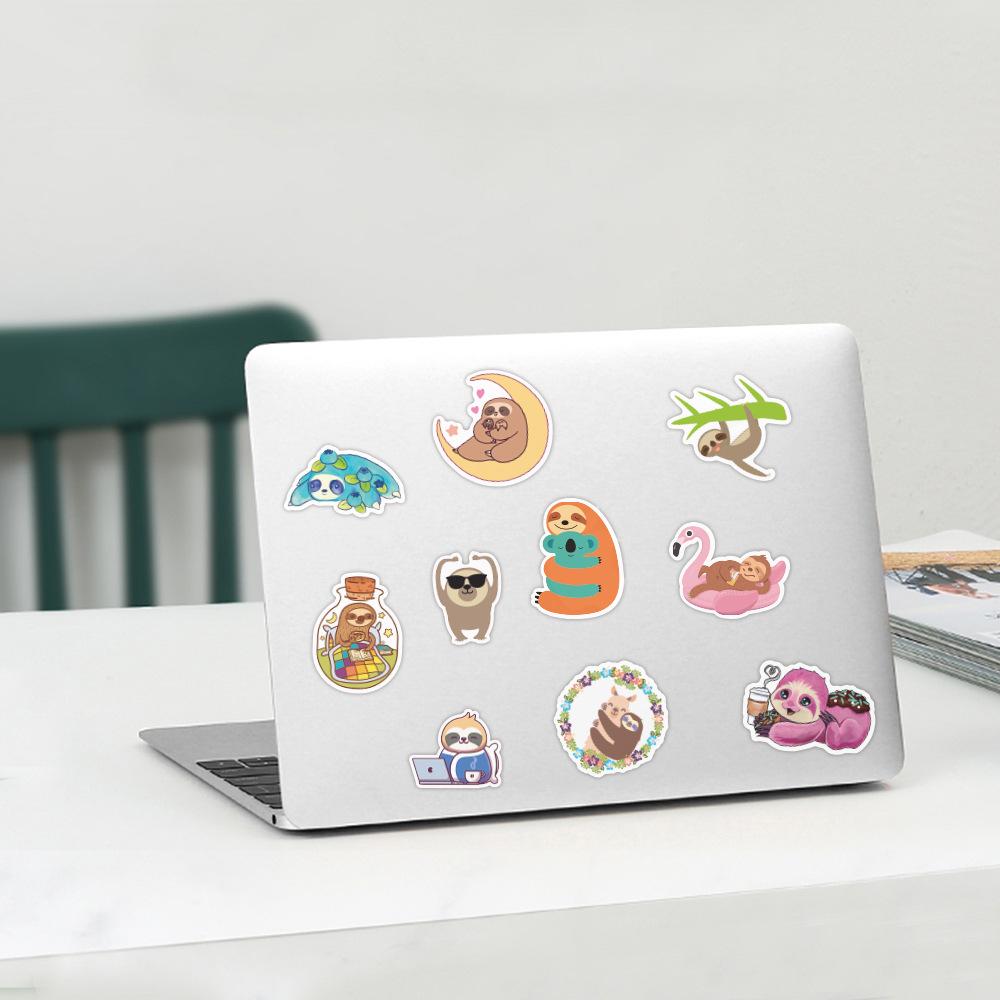 100 PCS of Cute Sloth Cartoon Graffiti Stickers Luggage Car Notebook Decoration Stickers
