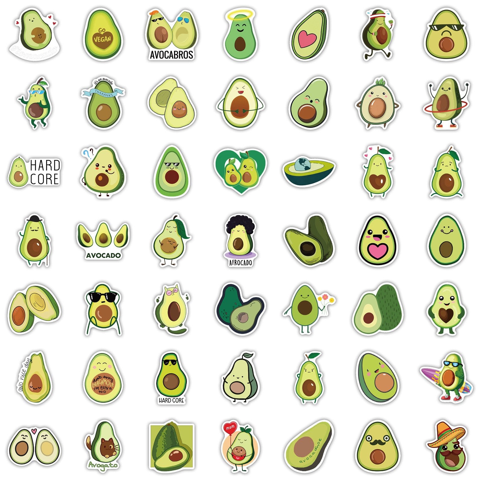 100 Pcs Avocado Waterproof Vinyl Decals Stickers for Water Bottles Laptop