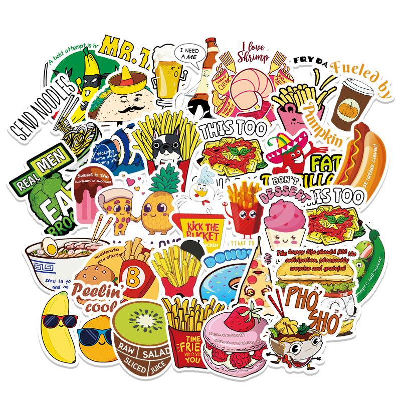 100 Pcs Cute Food Stickers VSCO Laptop Stickers for Water Bottles