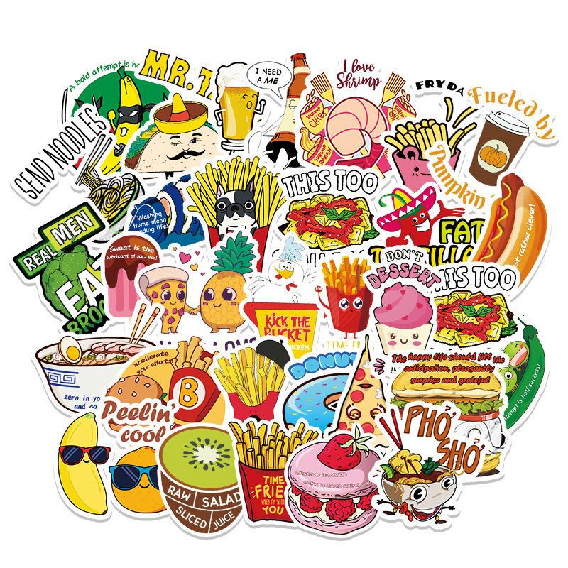 100 Pcs Cartoon Food Graffiti VSCO Stickers for Laptop Skateboard Notebook