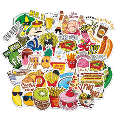 100 Pcs Cartoon Food Graffiti VSCO Stickers for Laptop Skateboard Notebook