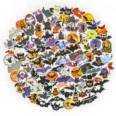 100 Pcs Cartoon Halloween Stickers Bat Pumpkin Waterproof Vinyl Decals