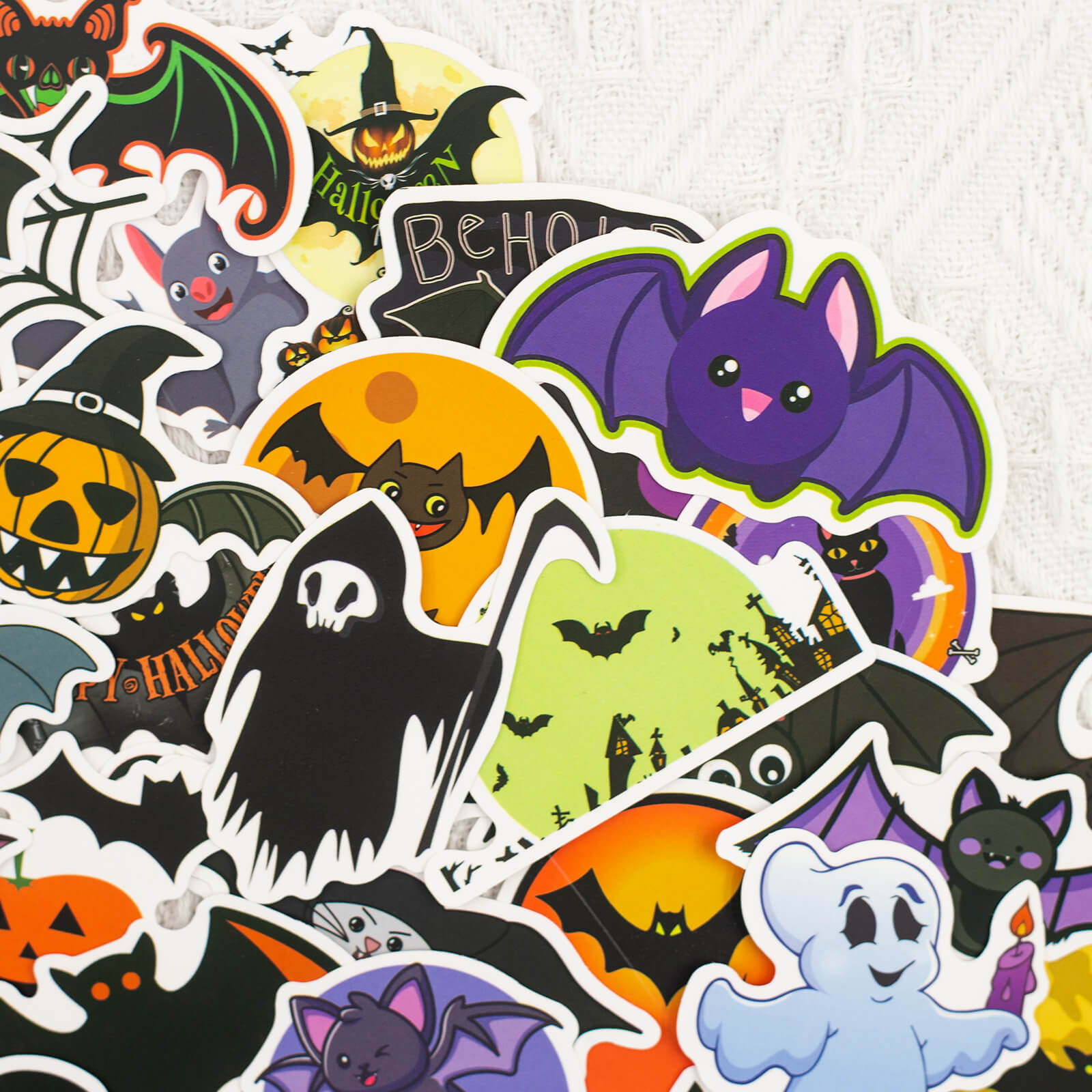 100 Pcs Cartoon Halloween Stickers Bat Pumpkin Waterproof Vinyl Decals