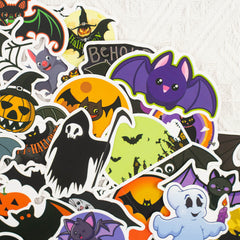 100 Pcs Cartoon Halloween Stickers Bat Pumpkin Waterproof Vinyl Decals