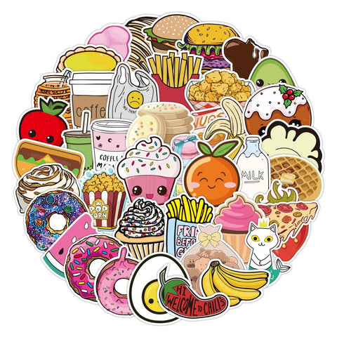 100 Pcs Cute Food Stickers VSCO Laptop Stickers for Water Bottles