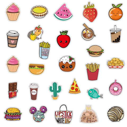 100 Pcs Cute Food Stickers VSCO Laptop Stickers for Water Bottles