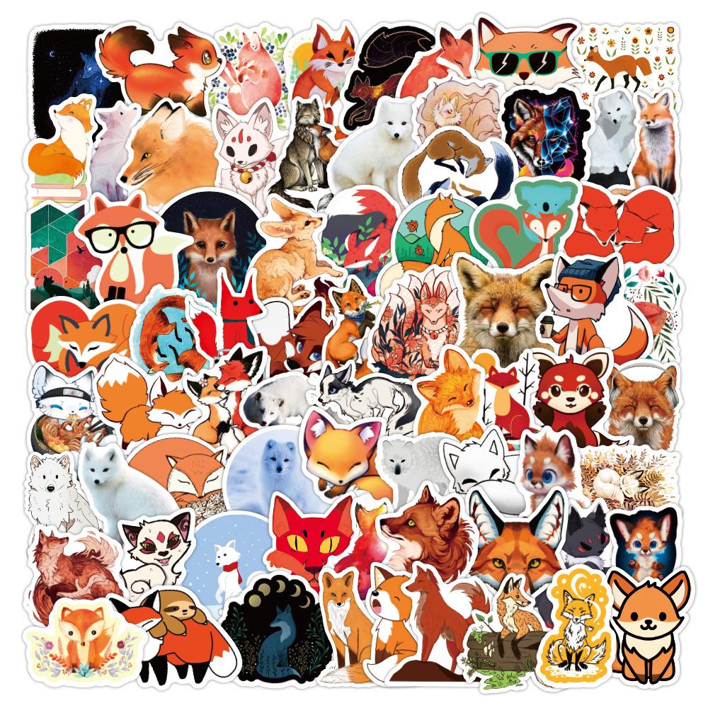 100 Pcs Cute Fox DIY Stickers Graffiti Waterproof Decals for Cup Water Bottle
