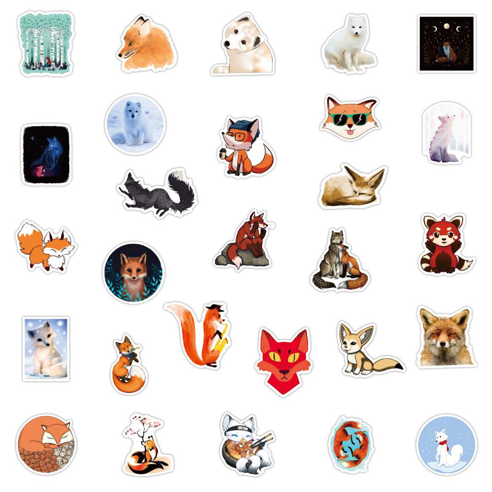 100 Pcs Cute Fox DIY Stickers Graffiti Waterproof Decals for Cup Water Bottle
