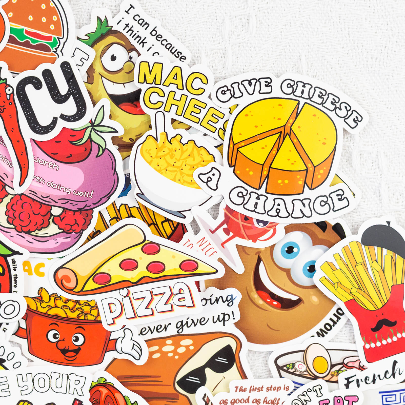 100 Pcs Delicious Food Graffiti Stickers Waterproof Words Decals for Phone Case Guitar