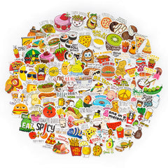 100 Pcs Delicious Food Graffiti Stickers Waterproof Words Decals for Phone Case Guitar