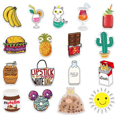 100 Pcs Food Ice Cream VSCO Stickers Vinyl Cute Cartoon Guitar Pizza  Decal Stickers