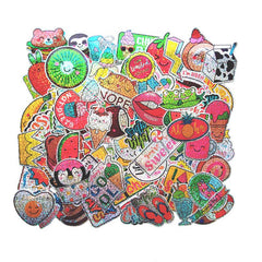 100 Pcs Food Mixed Sparkle Stickers Cute Mug Bike Car Wall Decals