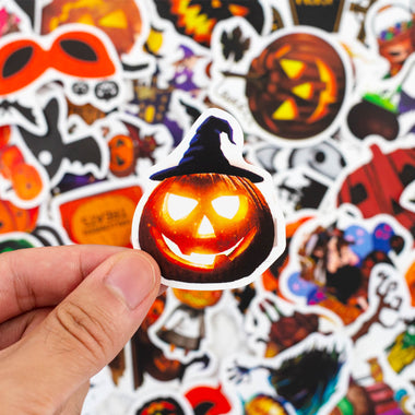 100 Pcs Funny Halloween Stickers with Pumpkins Ghost Witch Hat Stickers for Gifts