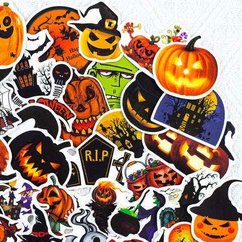 100 Pcs Funny Halloween Stickers with Pumpkins Ghost Witch Hat Stickers for Gifts