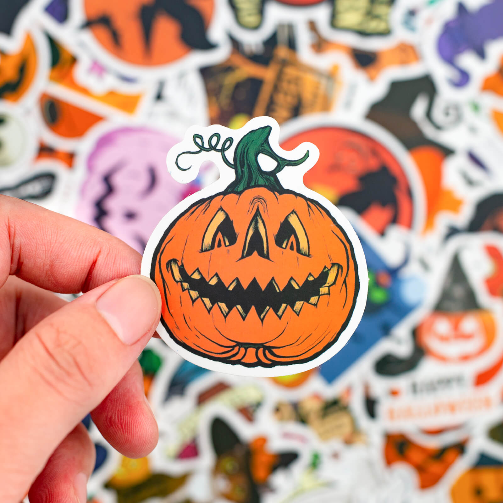 100 Pcs Halloween Stickers Funny Pumpkin Cartoon Stickers for Kids Adults