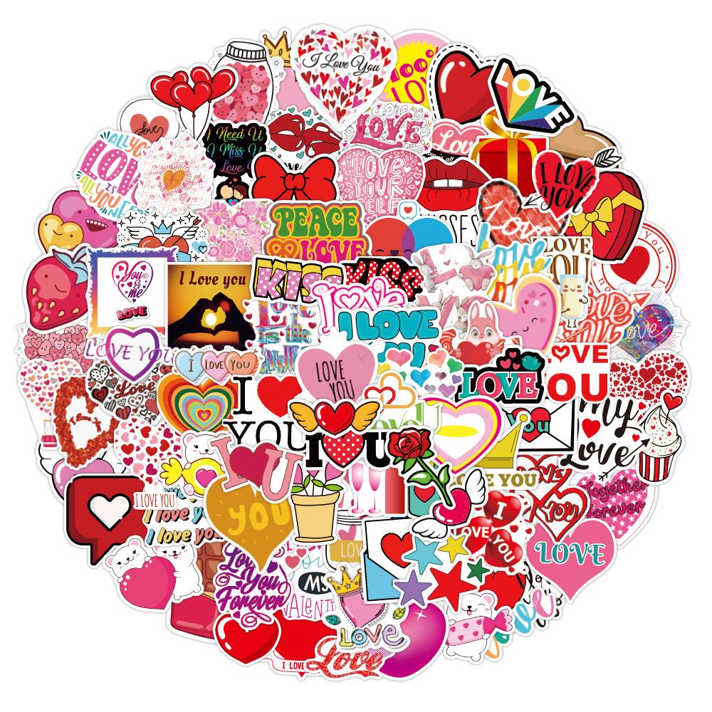 100 Pcs Love Stickers I Love You Waterproof Vinyl Decals for Water Bottle Cup Laptop