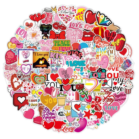 100 Pcs Love Stickers I Love You Waterproof Vinyl Decals for Water Bottle Cup Laptop