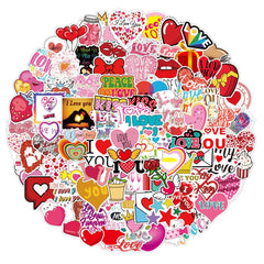 100 Pcs Love Stickers I Love You Waterproof Vinyl Decals for Water Bottle Cup Laptop