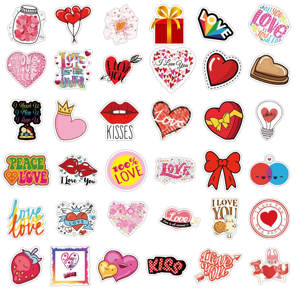 100 Pcs Love Stickers I Love You Waterproof Vinyl Decals for Water Bottle Cup Laptop