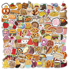 100 Pcs Lovely Food Stickers VSCO Waterproof Decals for Guitar Luggage