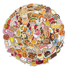 100 Pcs Lovely Food Stickers VSCO Waterproof Decals for Guitar Luggage