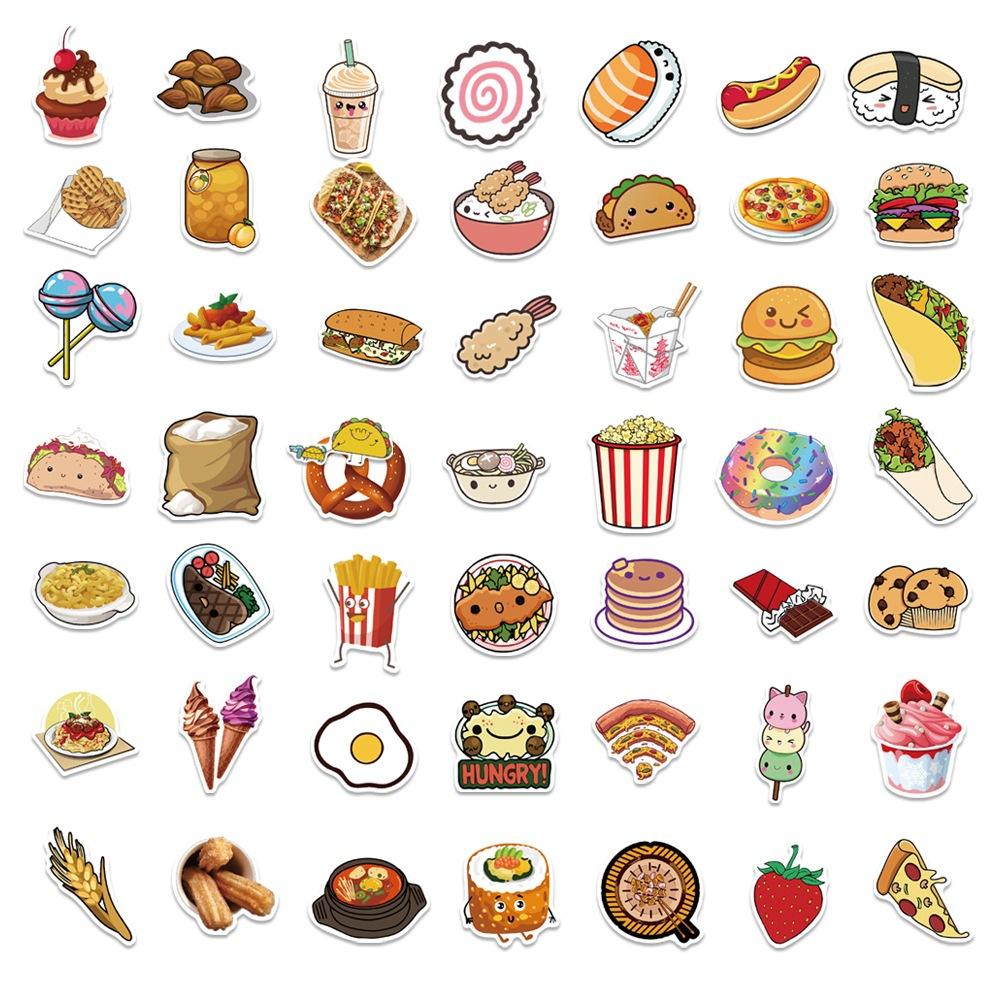 100 Pcs Lovely Food Stickers VSCO Waterproof Decals for Guitar Luggage