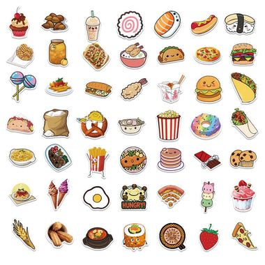 100 Pcs Lovely Food Stickers VSCO Waterproof Decals for Guitar Luggage