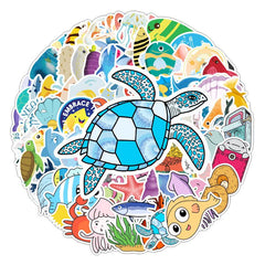 100 Pcs Lovely Ocean Cartoon Stickers for Kids Teens Adults Water Bottle