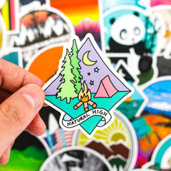 100 Pcs Outdoor Stickers Nature Decals for Water Bottle Laptop Luggage Guitar