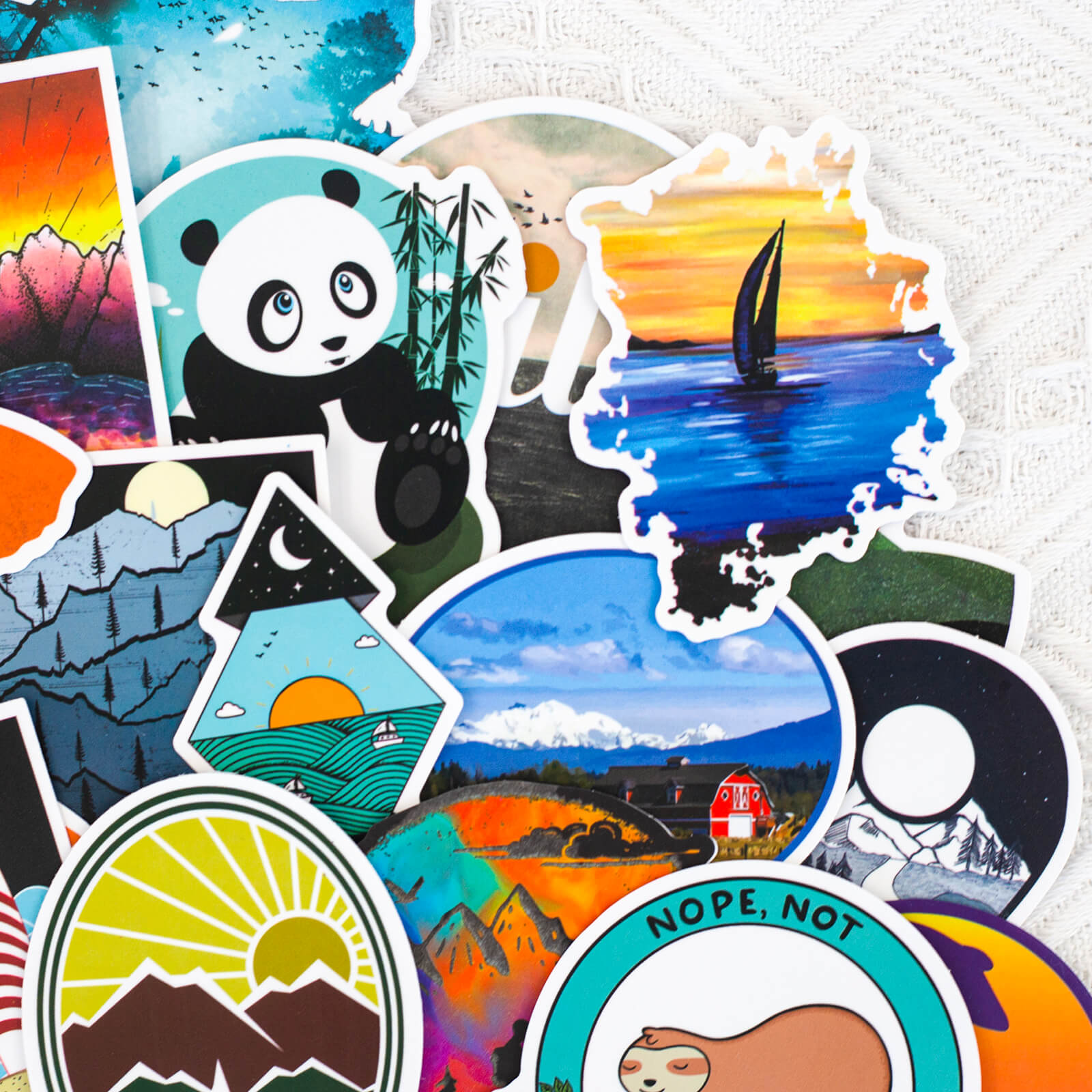 100 Pcs Outdoor Stickers Nature Decals for Water Bottle Laptop Luggage Guitar