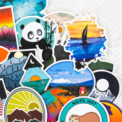 100 Pcs Outdoor Stickers Nature Decals for Water Bottle Laptop Luggage Guitar