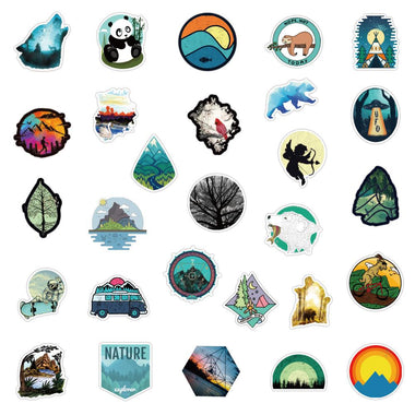 100 Pcs Outdoor Stickers Nature Decals for Water Bottle Laptop Luggage Guitar