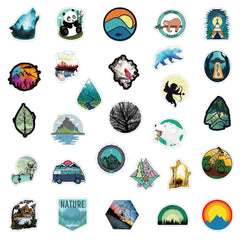 100 Pcs Outdoor Stickers Nature Decals for Water Bottle Laptop Luggage Guitar