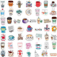 100 Pcs Pearl Milk Tea Coffee Stickers Cartoon Graffiti Water Bottle Decals