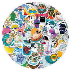 100 Pcs Small Fresh Luggage Stickers Waterproof Graffiti Travel Luggage Stickers