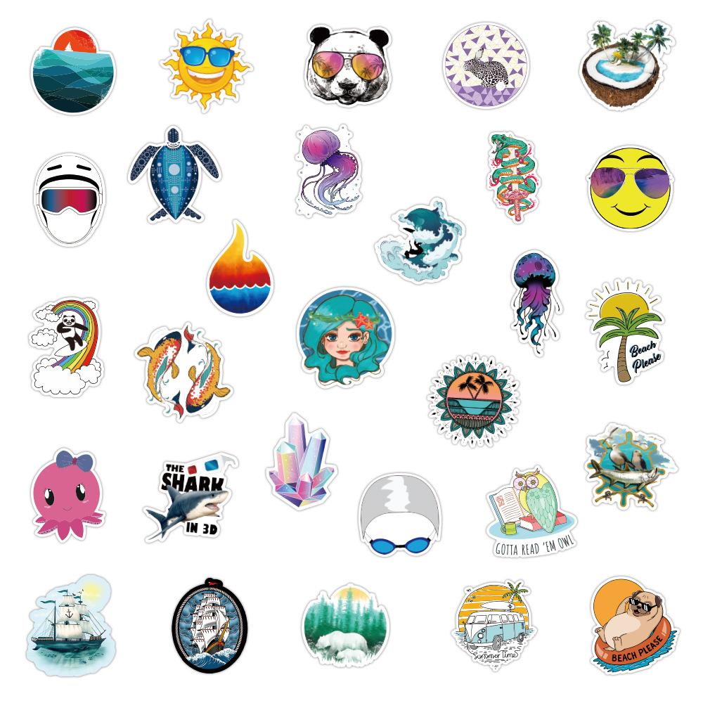 100 Pcs Small Fresh Luggage Stickers Waterproof Graffiti Travel Luggage Stickers