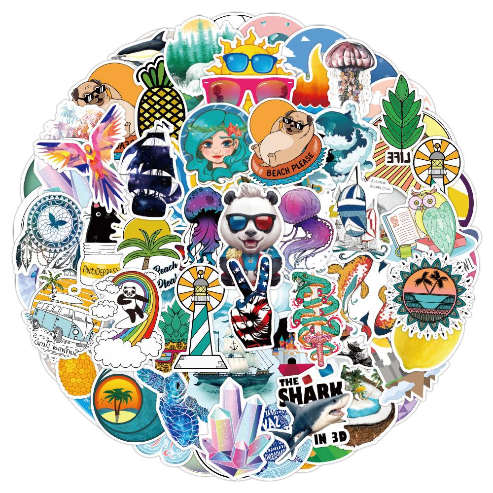 100 Pcs Small Fresh Luggage Stickers Waterproof Graffiti Travel Luggage Stickers