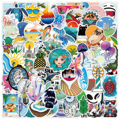 100 Pcs Small Fresh Luggage Stickers Waterproof Graffiti Travel Luggage Stickers